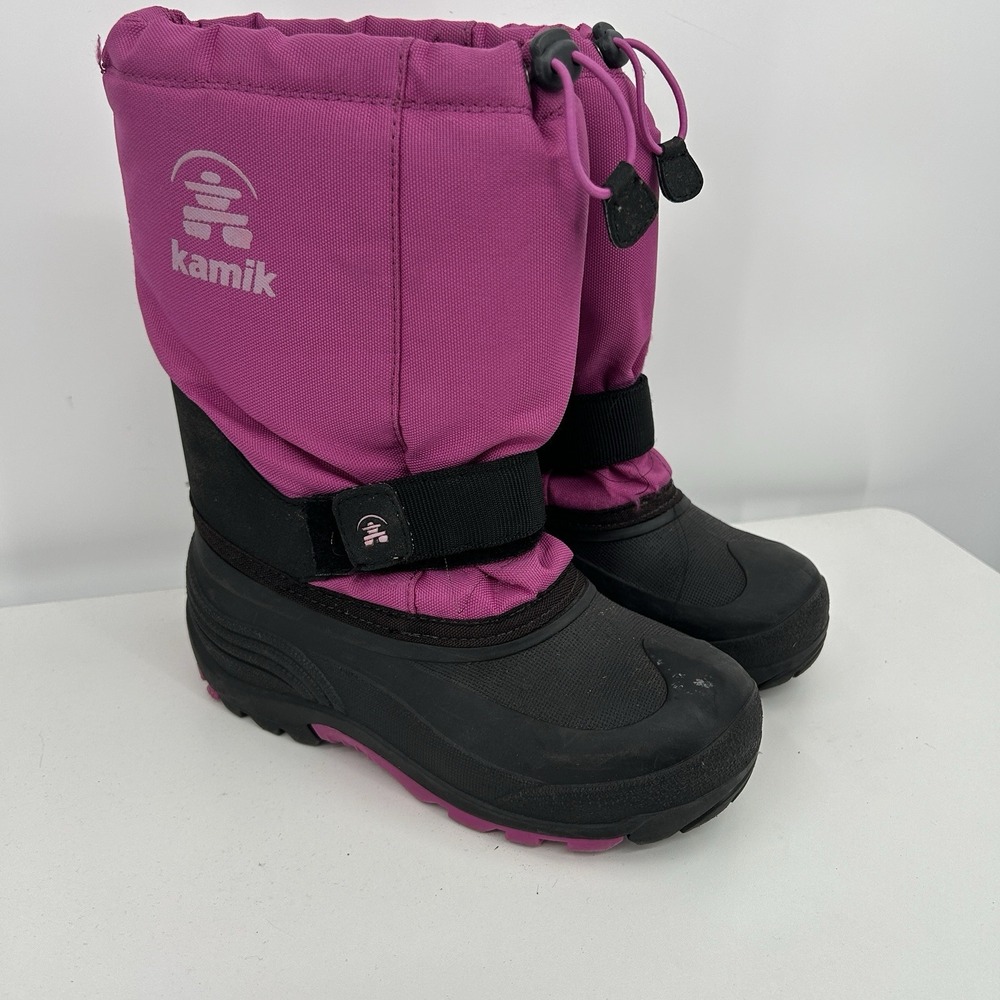 Kamik Girls Rocket Waterproof Winter Snow Boots Size 3 Insulated Black Violet